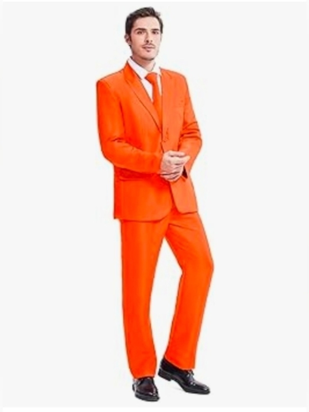 NWT - Gazania Men's Orange Party Halloween Costume Suit With Blazer, Tie & Pants
